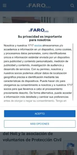 Preview of the El Faro de Ceuta website, a media outlet in Spain for sponsored articles