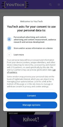 Pré-visualização do site YouTech, meio de Estados Unidos para artigos patrocinados
