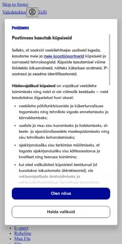 Podgląd witryny Valedetektor, medium z kraju Estonia do artykułów sponsorowanych