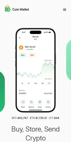 Förhandsvisning av webbplatsen Coin Wallet, medium i USA för sponsrade artiklar
