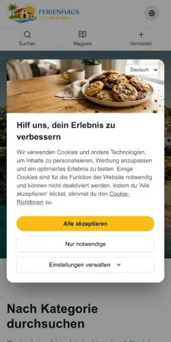 スポンサード記事向けのドイツメディア、ferienhaus-spanienのサイトプレビュー