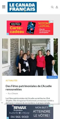 Anteprima del sito Le Canada Français, media di Canada per articoli sponsorizzati