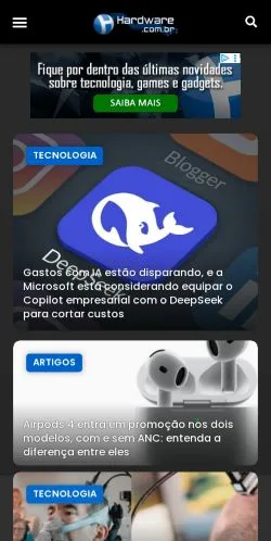 Forhåndsvisning av nettstedet Hardware, medium fra Brasil for sponsede artikler