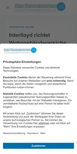 Anteprima del sito Tagesbriefing, media di Germania per articoli sponsorizzati