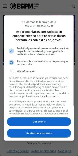 Anteprima del sito Esportmaniacos, media di Spagna per articoli sponsorizzati