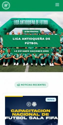 Sponsorlu makaleler için Kolombiya medyası Liga Antioqueña de Fútbol sitesinin önizlemesi