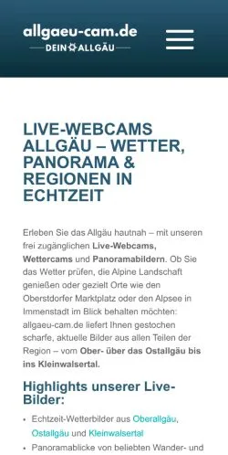 Anteprima del sito Allgäu Cam, media di Germania per articoli sponsorizzati