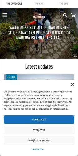 Anteprima del sito The Outdoors, media di Paesi Bassi per articoli sponsorizzati
