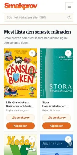 Anteprima del sito Smakprov.se, media di Svezia per articoli sponsorizzati