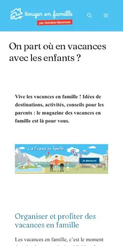 Podgląd witryny Magazine Vacances En Famille, medium z kraju Francja do artykułów sponsorowanych