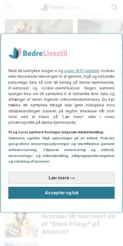 스폰서 기사용 덴마크 매체 Bedre Livsstil 사이트 미리보기