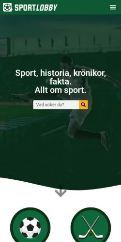 Vista previa del sitio Sportlobby, medio de Suecia para artículos patrocinados