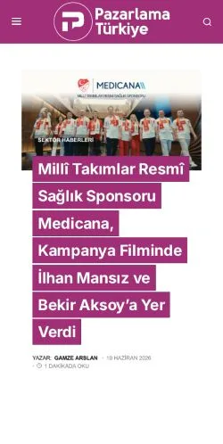 Anteprima del sito Pazarlama Türkiye, media di Turchia per articoli sponsorizzati