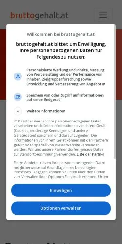 Anteprima del sito Bruttogehalt, media di Austria per articoli sponsorizzati