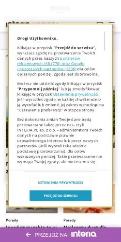 Anteprima del sito Interia Porady, media di Polonia per articoli sponsorizzati