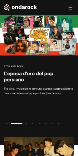 Pré-visualização do site Onda Rock, meio de Itália para artigos patrocinados