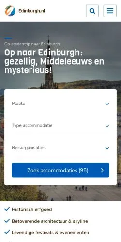 Förhandsvisning av webbplatsen Edinburgh Bezoeken, medium i Nederländerna för sponsrade artiklar