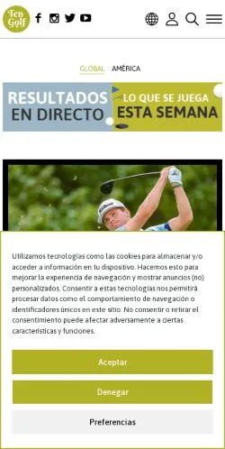 Pré-visualização do site Ten Golf, meio de Espanha para artigos patrocinados