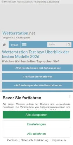 Podgląd witryny Wetterstation Test, medium z kraju Niemcy do artykułów sponsorowanych