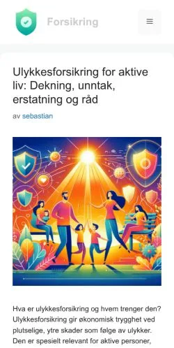Pré-visualização do site Forsikring, meio de Noruega para artigos patrocinados