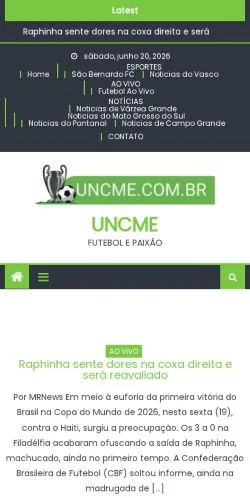 Vista previa del sitio UNCME, medio de Brasil para artículos patrocinados