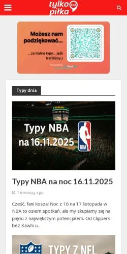Podgląd witryny Tylko Piłka, medium z kraju Polska do artykułów sponsorowanych