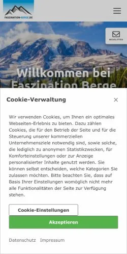 Anteprima del sito Faszination Berge, media di Germania per articoli sponsorizzati