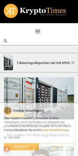 Anteprima del sito Kryptotimes, media di Germania per articoli sponsorizzati