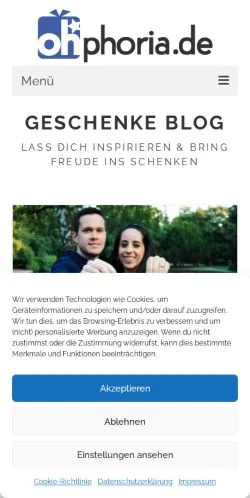 Aperçu du site Ohphoria Geschenke, média de Allemagne pour articles sponsorisés