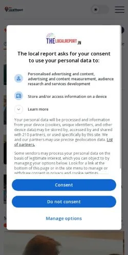 Anteprima del sito The Local Report, media di India per articoli sponsorizzati