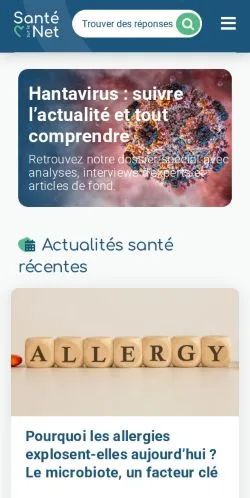 Anteprima del sito Santé sur le Net, media di Francia per articoli sponsorizzati
