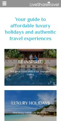 Anteprima del sito Live Share Travel, media di Regno Unito per articoli sponsorizzati