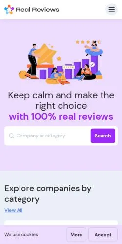Anteprima del sito Real Reviews, media di Stati Uniti per articoli sponsorizzati