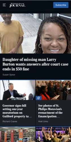 Forhåndsvisning av nettstedet Winston-Salem Journal, medium fra USA for sponsede artikler