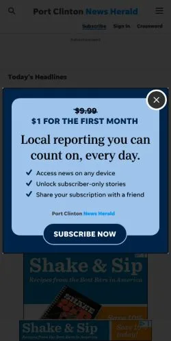 Podgląd witryny Port Clinton News Herald, medium z kraju Stany Zjednoczone do artykułów sponsorowanych