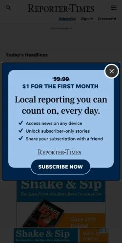 Anteprima del sito Reporter-Times, media di Stati Uniti per articoli sponsorizzati