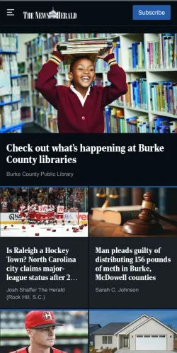 Förhandsvisning av webbplatsen The News Herald, medium i USA för sponsrade artiklar