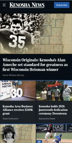 Anteprima del sito Kenosha News, media di Stati Uniti per articoli sponsorizzati