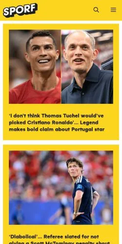 스폰서 기사용 미국 매체 SPORF 사이트 미리보기