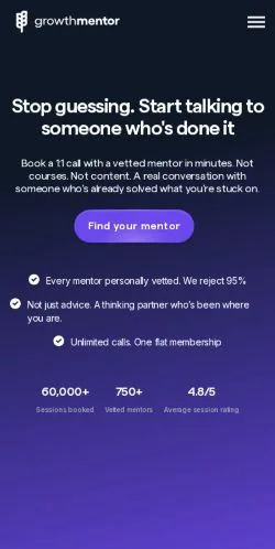 Anteprima del sito GrowthMentor, media di Stati Uniti per articoli sponsorizzati