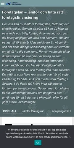 Anteprima del sito Företagslån, media di Svezia per articoli sponsorizzati