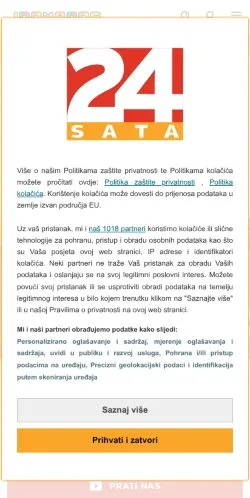 Anteprima del sito JoomBoos.24sata.hr, media di Croazia per articoli sponsorizzati
