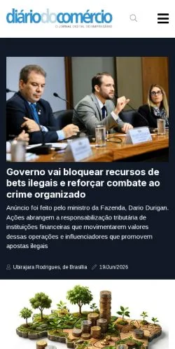 Forhåndsvisning av nettstedet Diário do Comércio, medium fra Brasil for sponsede artikler