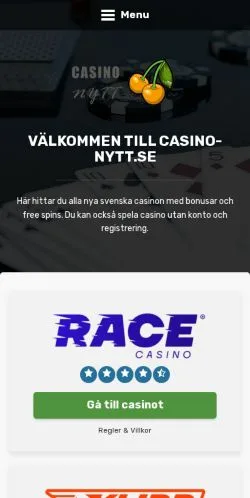Anteprima del sito Casino Nytt, media di Svezia per articoli sponsorizzati