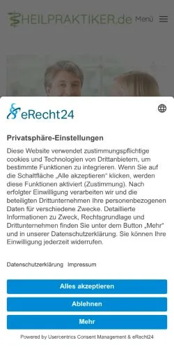 Anteprima del sito Heilpraktiker Portal, media di Germania per articoli sponsorizzati
