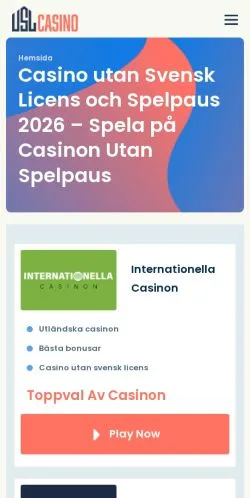 Anteprima del sito Casino Utan Svensk Licens, media di Svezia per articoli sponsorizzati