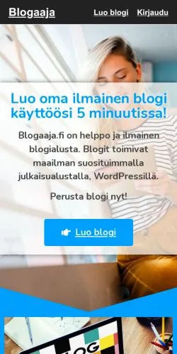 Podgląd witryny Blogaaja, medium z kraju Finlandia do artykułów sponsorowanych