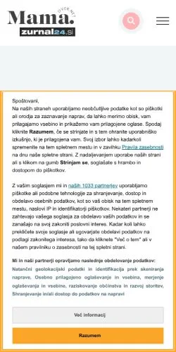 Anteprima del sito Mama Over, media di Slovenia per articoli sponsorizzati