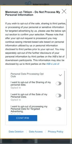 スポンサード記事向けのラトビアメディア、Mammamuntetiemのサイトプレビュー