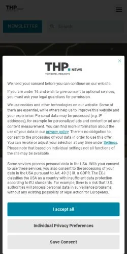 스폰서 기사용 미국 매체 THP News 사이트 미리보기